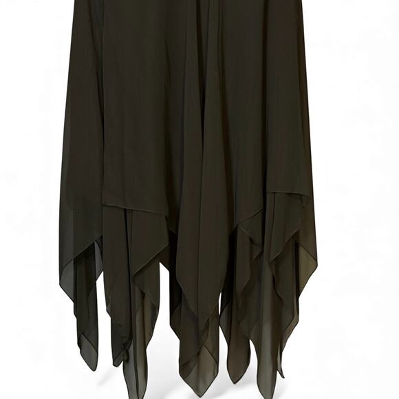 Vintage 90s Stenay Black Chiffon Asymmetrical Hanky Hem Skirt Sz 14 Long Pull On - Picture 8 of 11